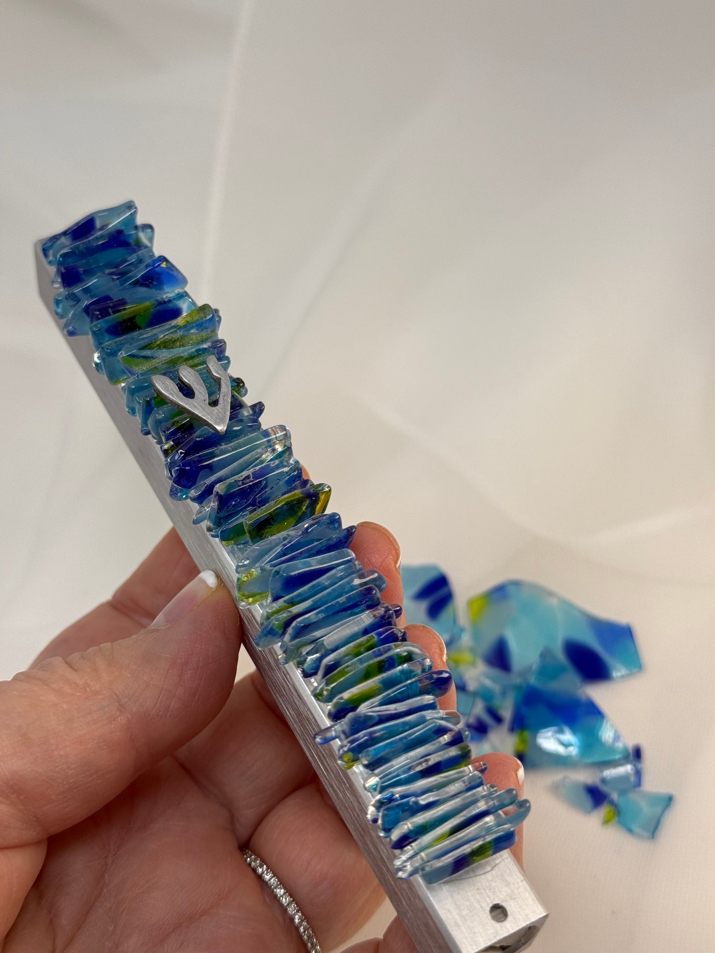 Wedding Glass Mezuzah Kit (Vertical Design, Includes your choice of Chuppah Glass)