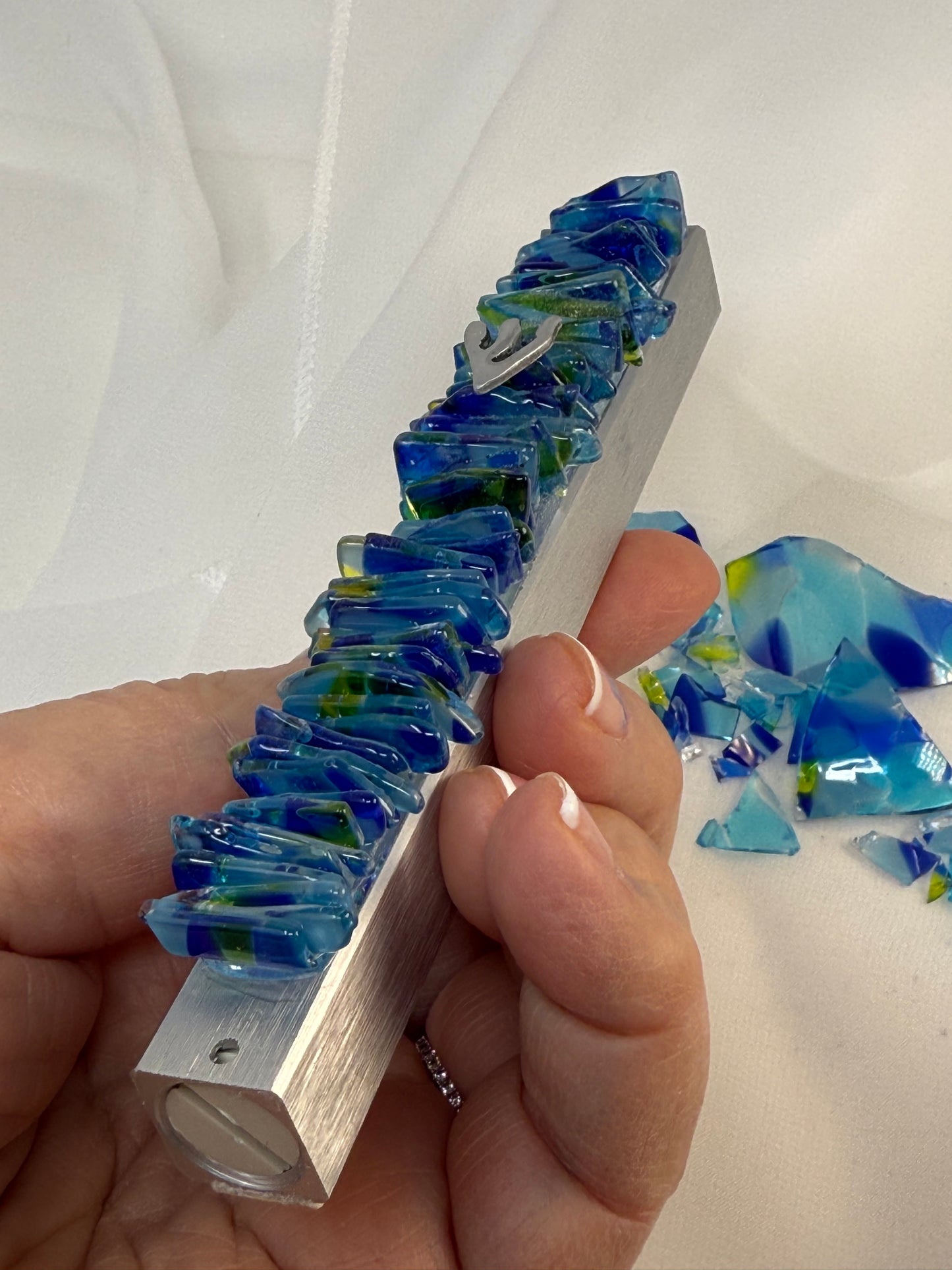 Wedding Glass Mezuzah Kit (Vertical Design, Includes your choice of Chuppah Glass)