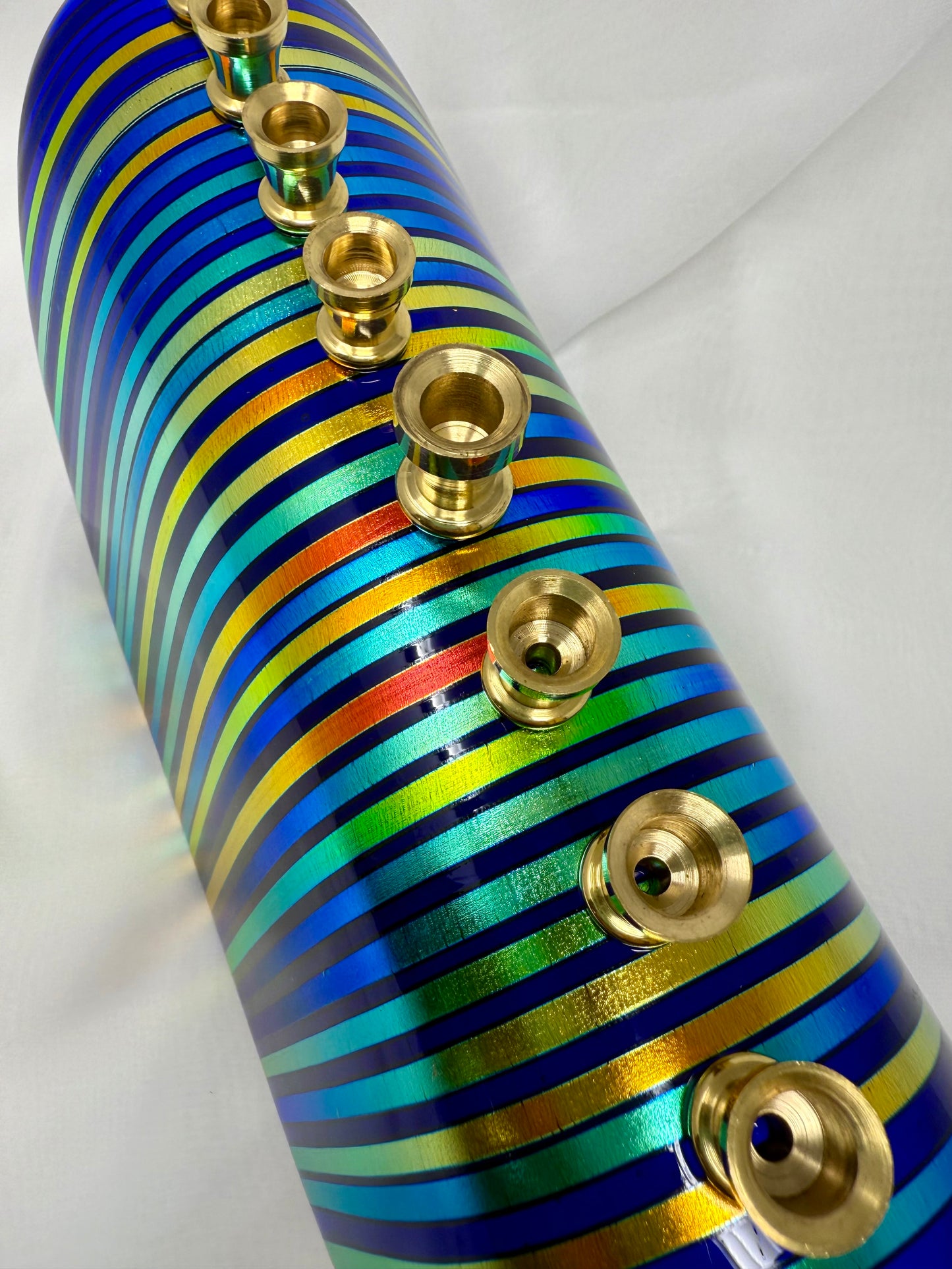 Custom Multicolored Menorah with Dichroic Glass – Unique, Handcrafted Design
