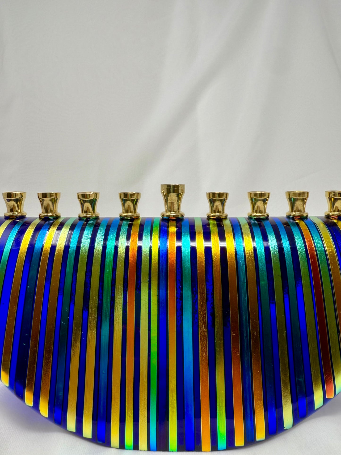 Custom Multicolored Menorah with Dichroic Glass – Unique, Handcrafted Design
