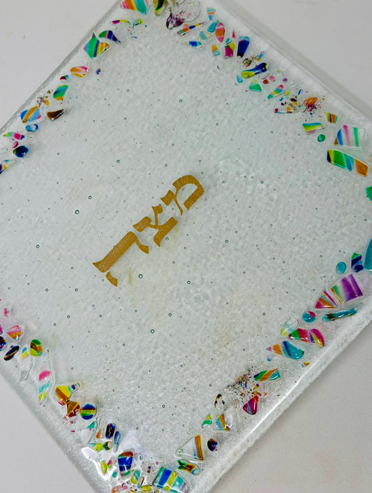 Matzah Plate - Personalized - Made with Chuppah Glass shards from Your Jewish Wedding