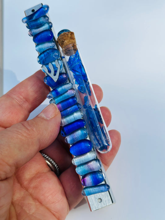 Custom Wedding Mezuzah - Cover made from your Chuppah shards – Tube on side for leftover shards