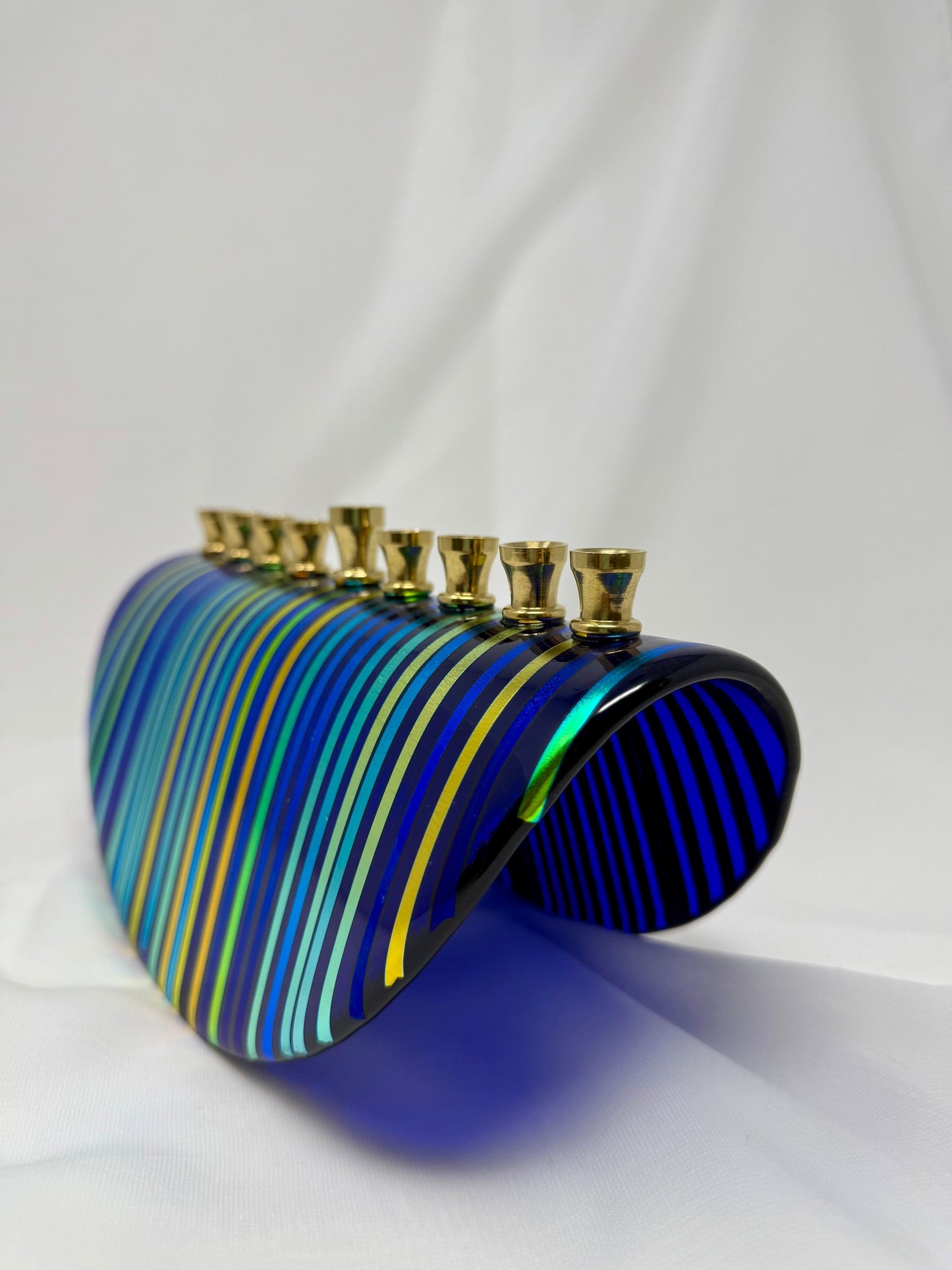Custom Multicolored Menorah with Dichroic Glass – Unique, Handcrafted Design