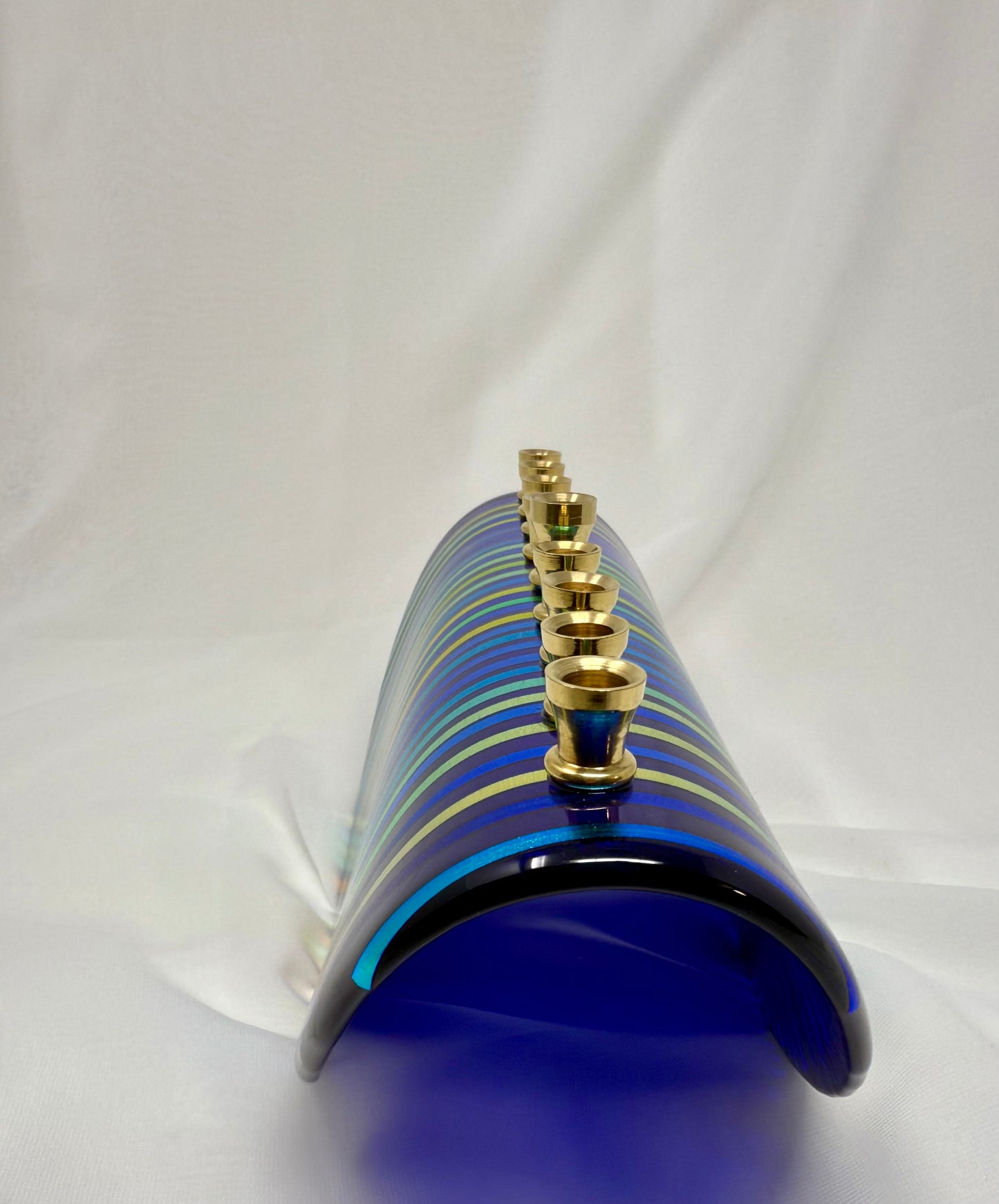 Custom Multicolored Menorah with Dichroic Glass – Unique, Handcrafted Design