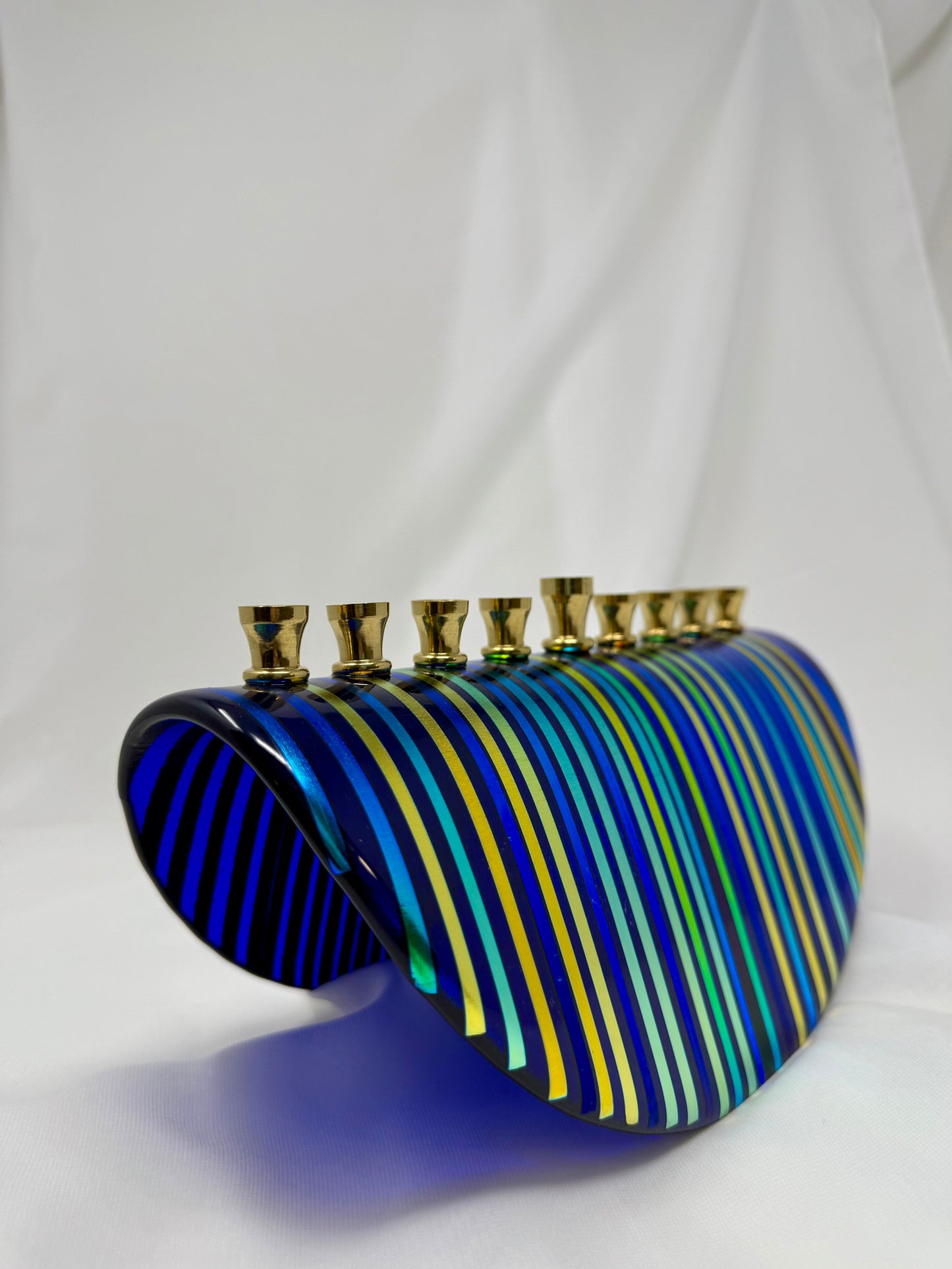 Custom Multicolored Menorah with Dichroic Glass – Unique, Handcrafted Design