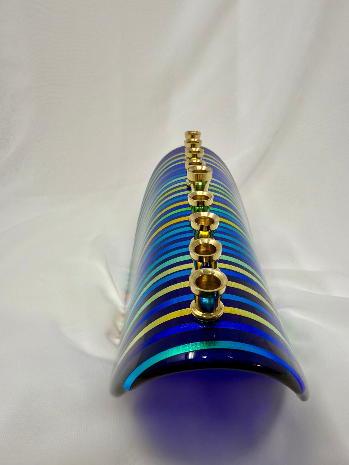 Custom Multicolored Menorah with Dichroic Glass – Unique, Handcrafted Design
