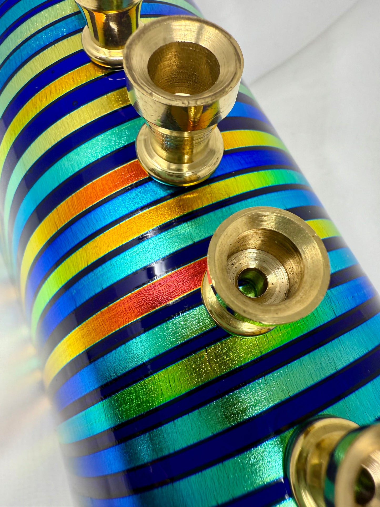 Custom Multicolored Menorah with Dichroic Glass – Unique, Handcrafted Design