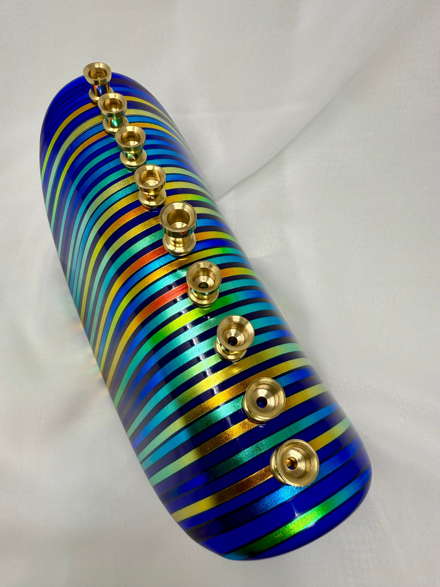 Custom Multicolored Menorah with Dichroic Glass – Unique, Handcrafted Design
