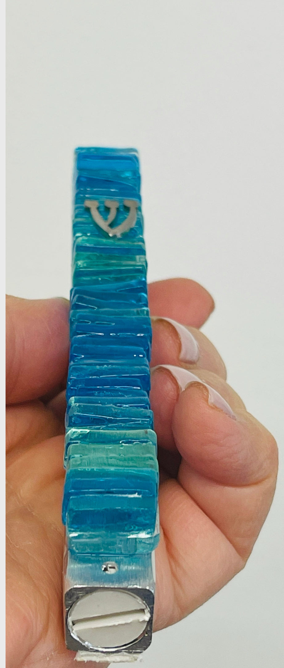 Ocean-Inspired Glass Mezuzah Case – Jewish Wedding Gift, Modern Judaica, Home Blessing