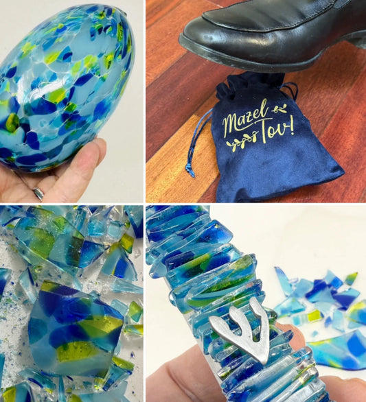 Wedding Glass Mezuzah Kit (Vertical Design, Includes your choice of Chuppah Glass)