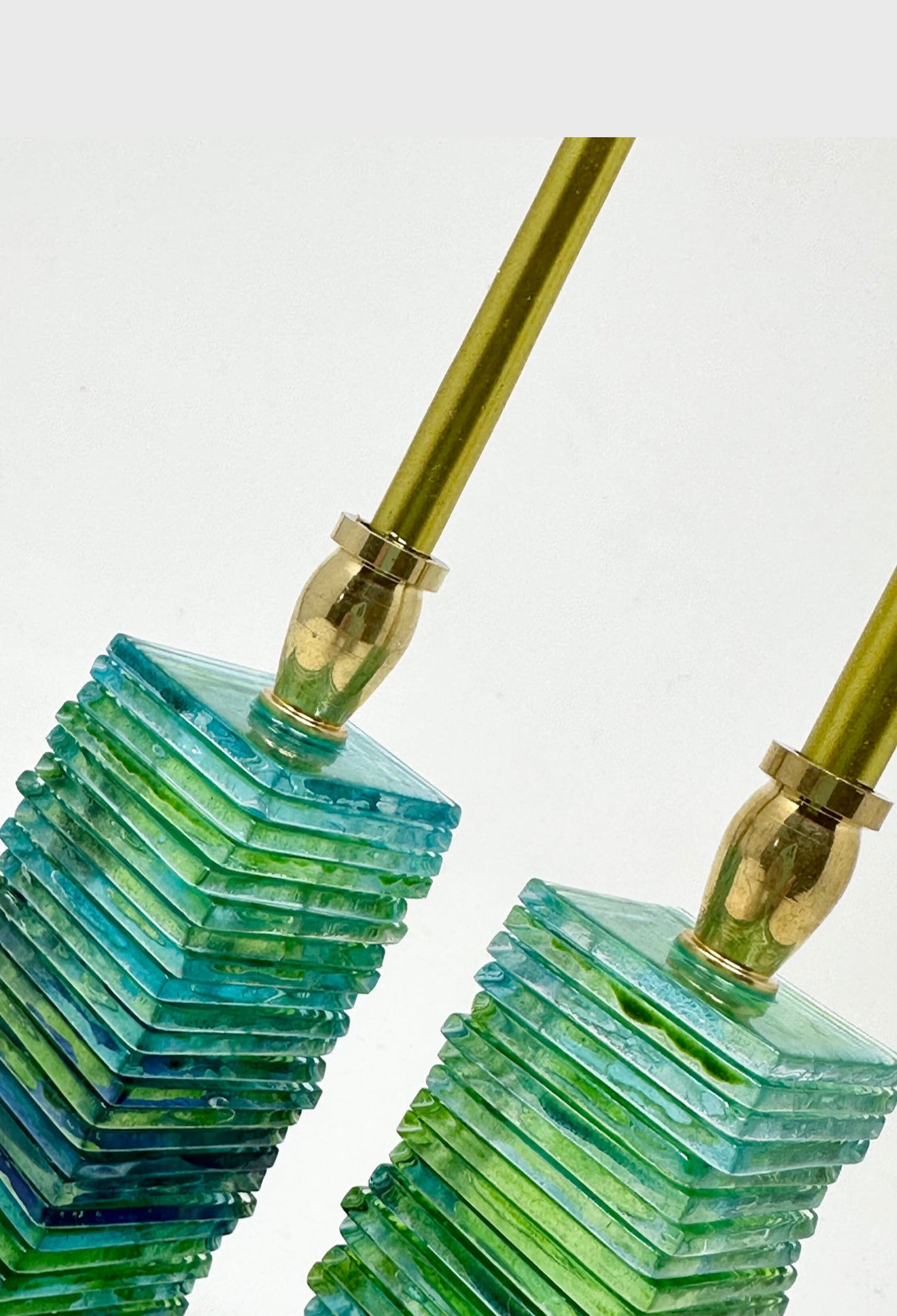 Ocean-Inspired Chuppah Glass Shabbat Candlesticks
– Set of 2 -