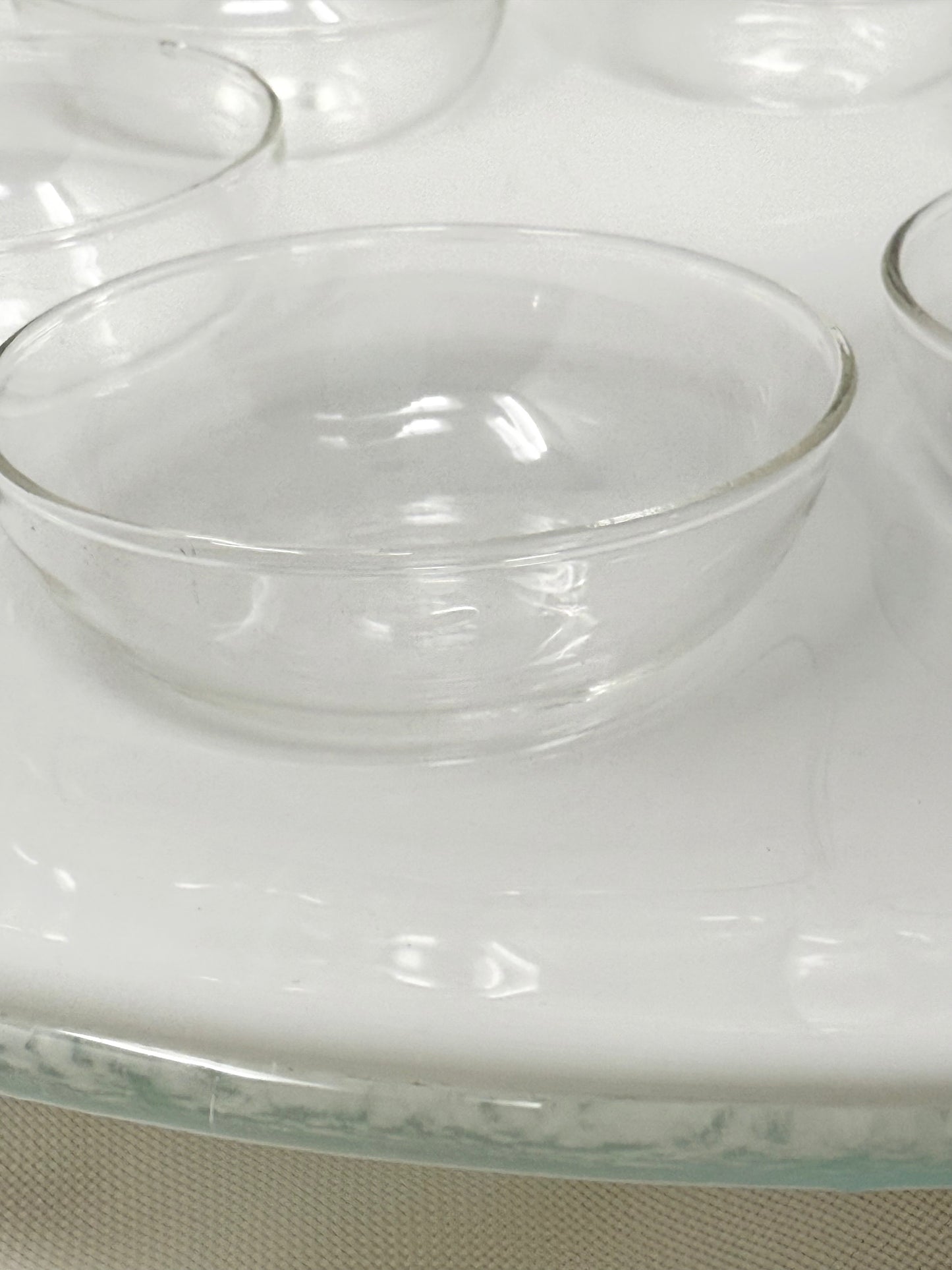 White Opal Seder Plate with Clear Glass Liners