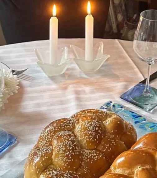 Shabbat Votive Candle Holder Set – Handkerchief Shape