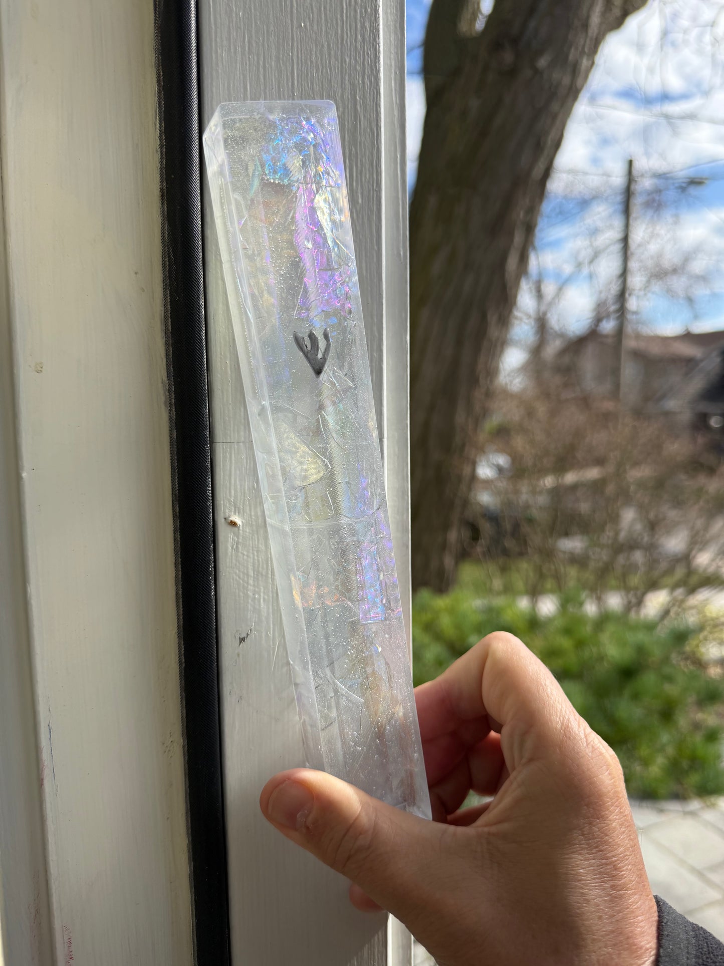 Wedding Breaking Glass Kit — Iridescent Chuppah Glass Mezuzah Kit with Resin Art Piece, Jewish Wedding Gift - XXL size