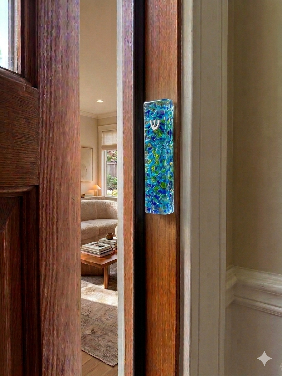 Wedding Breaking Glass Mezuzah Kit — Resin Pebbles Embedded