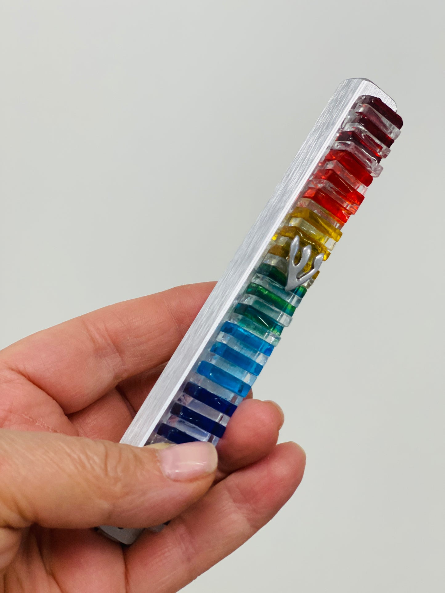 Rainbow Glass Mezuzah