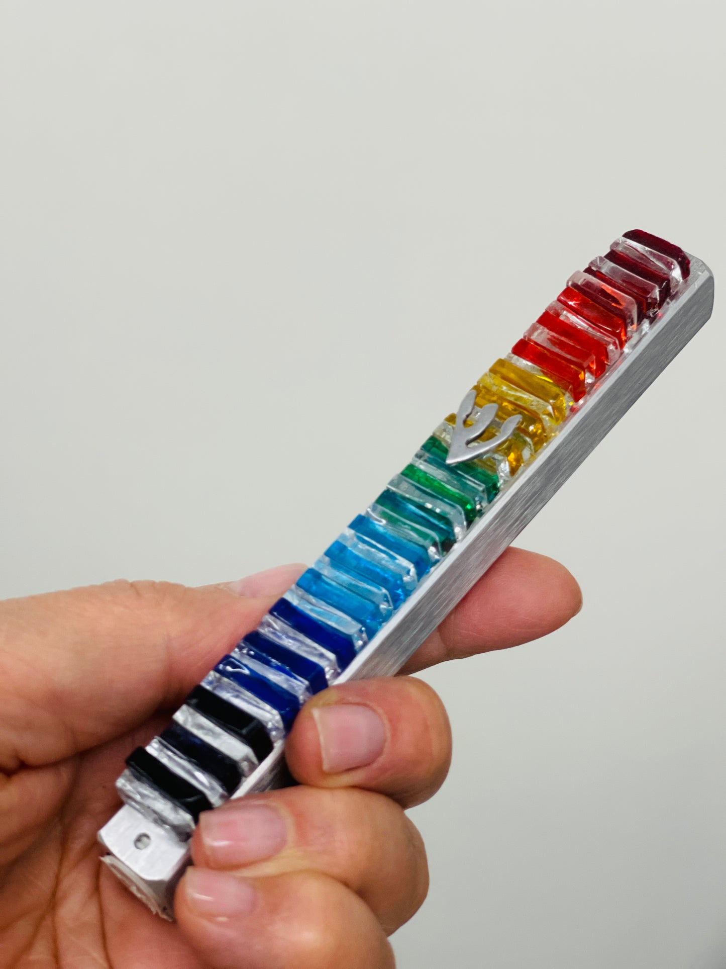 Rainbow Glass Mezuzah