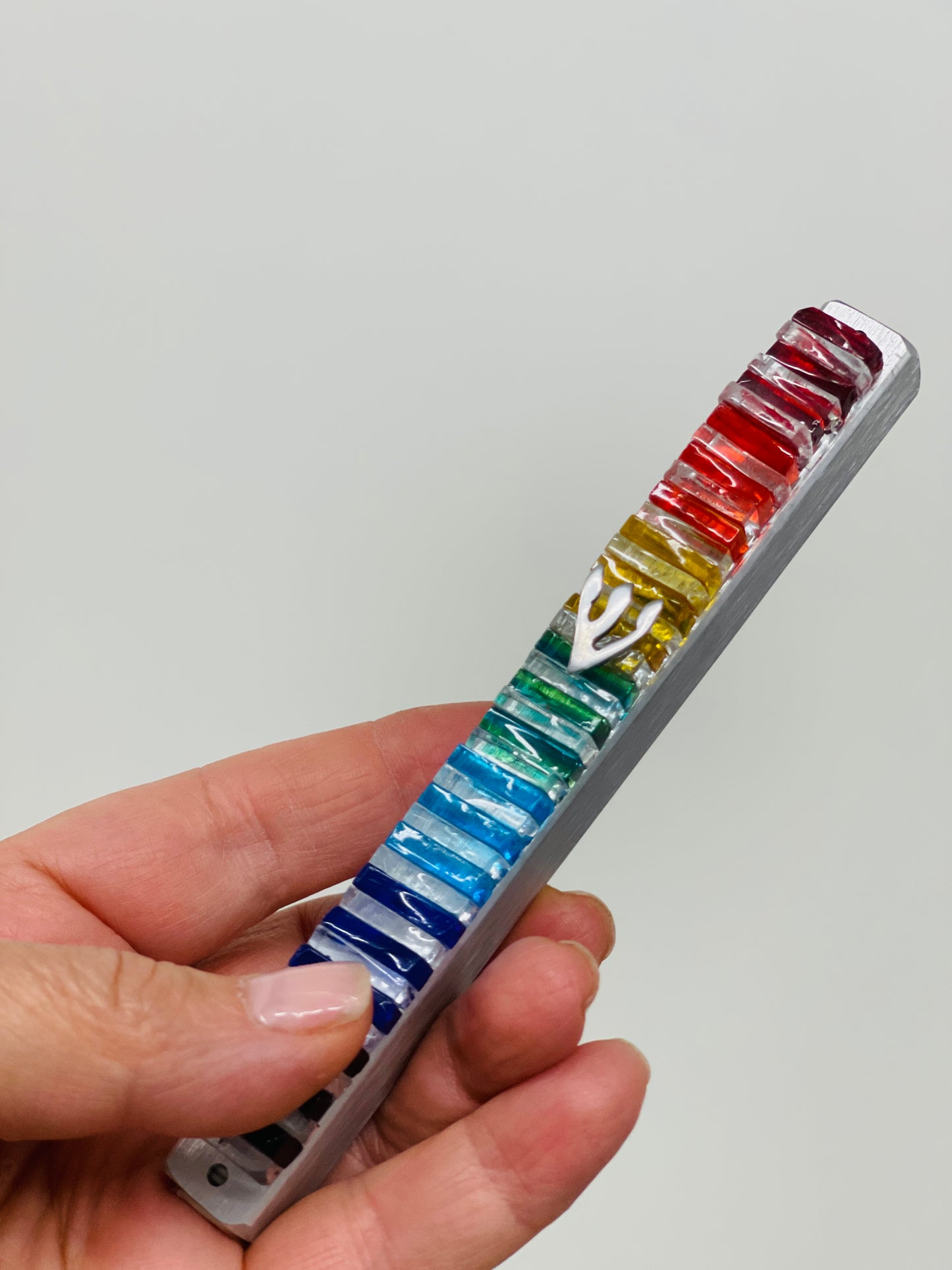 Rainbow Glass Mezuzah