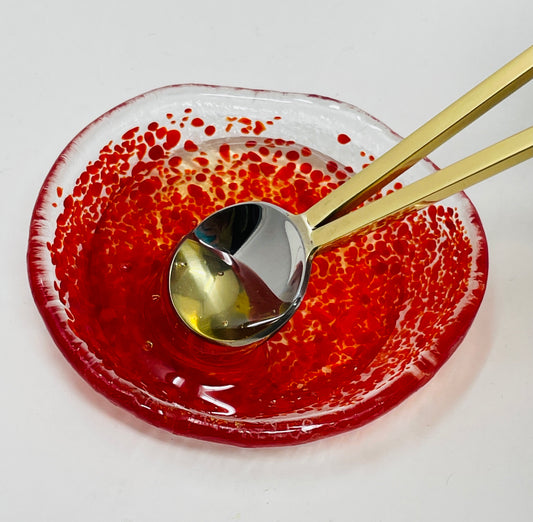 Red Speckled Honey Dish Set for Rosh Hashanah