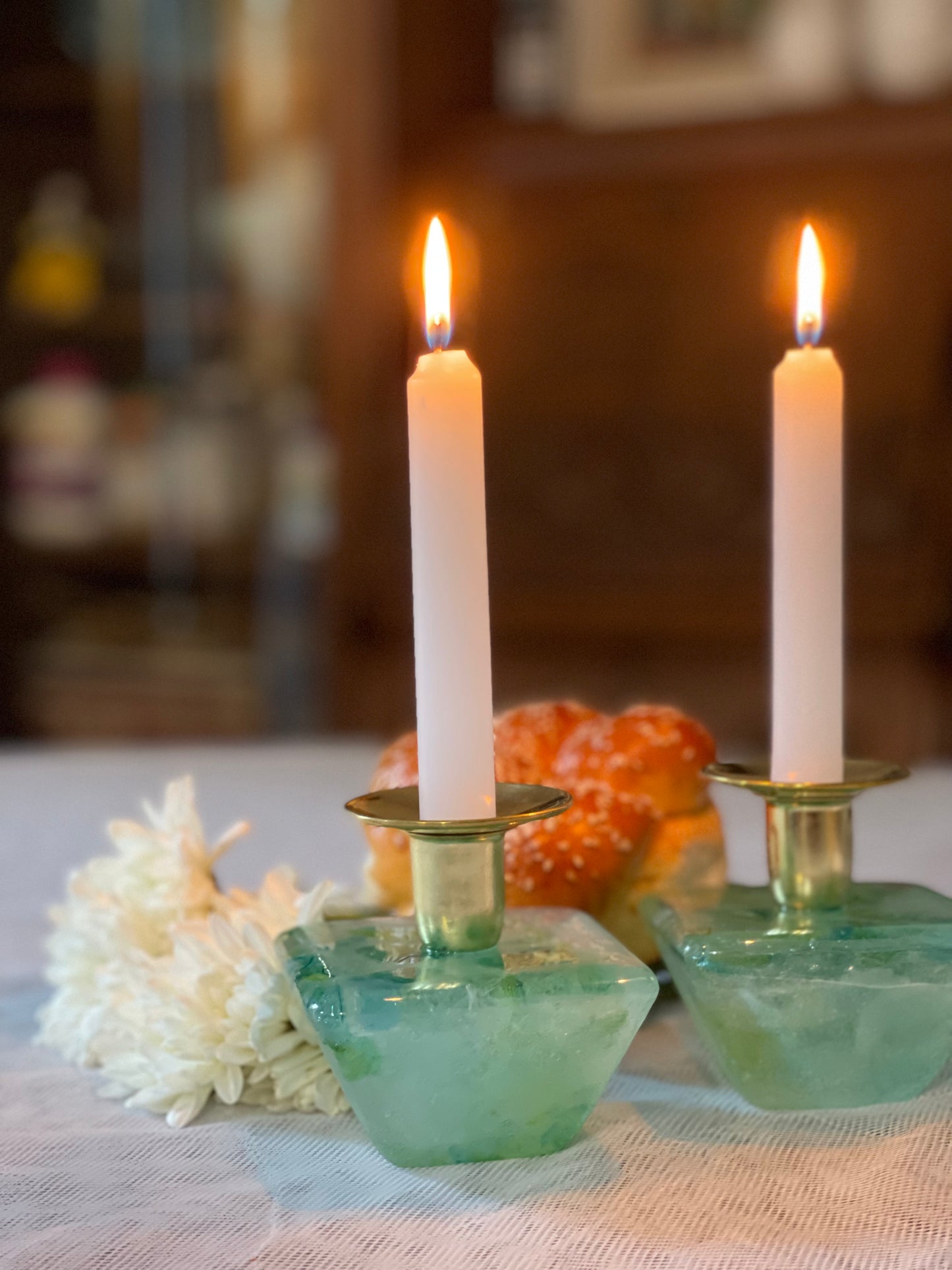 Shabbat Candlesticks - Kit - Includes Chuppah Glass for your Jewish Wedding