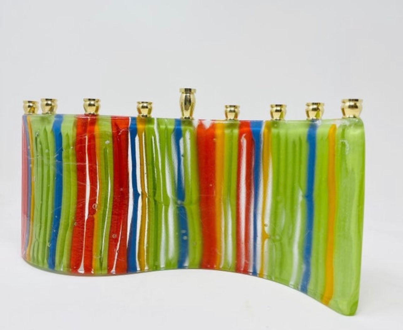 Multicolour Art Glass Menorah - custom work