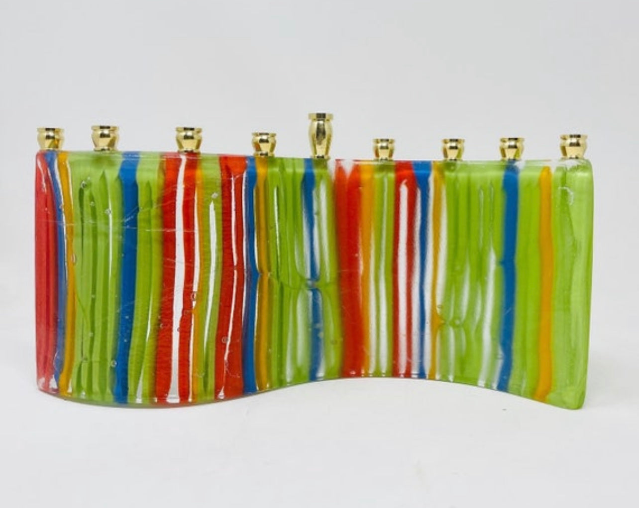 Multicolour Art Glass Menorah - custom work