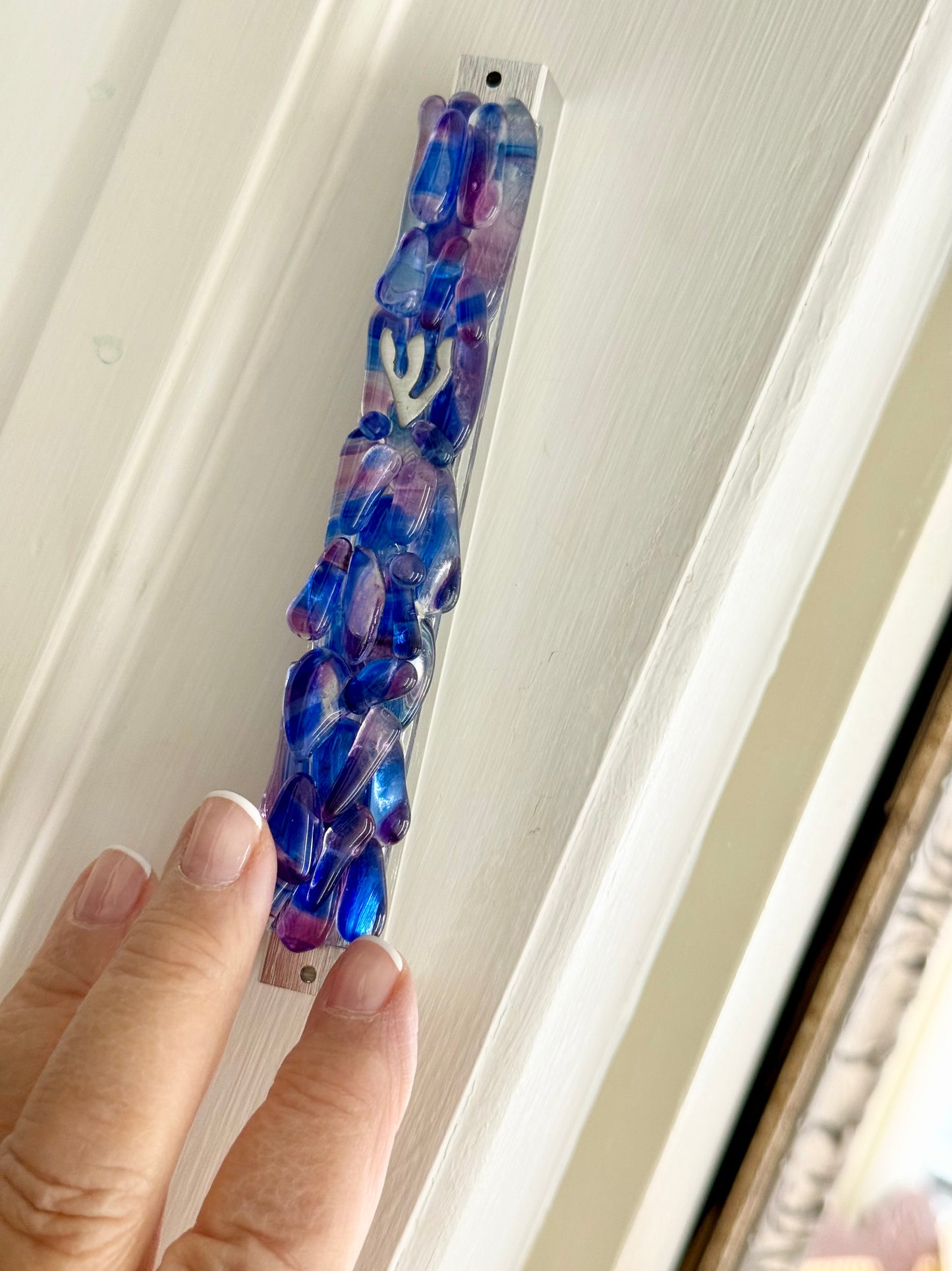 Personalized Upright Wedding Mezuzah Design
(Made with Your Chuppah Glass shards)