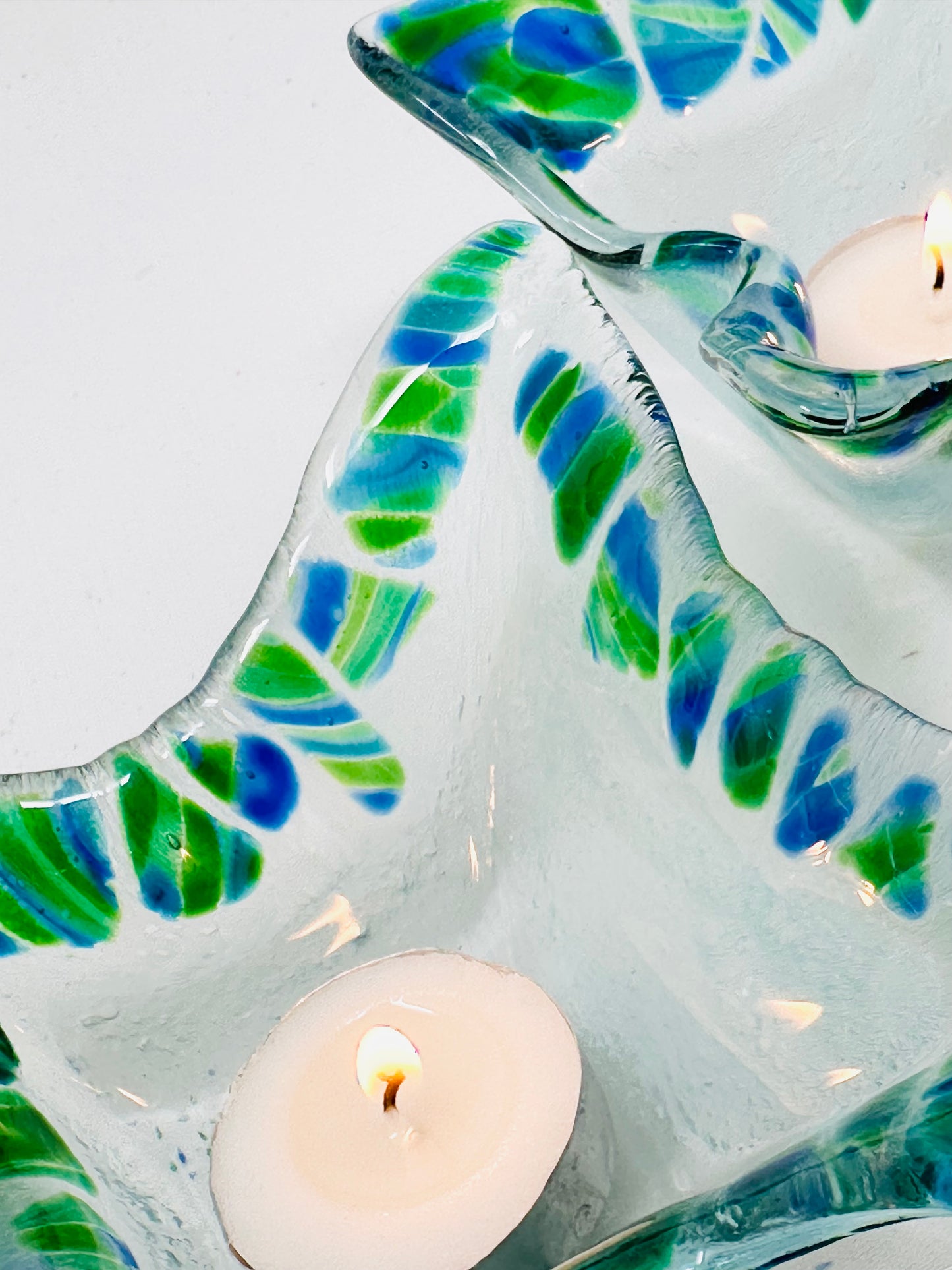 Personalized Fused Glass Candleholders Made with Chuppah Glass Shards - Tulip Design