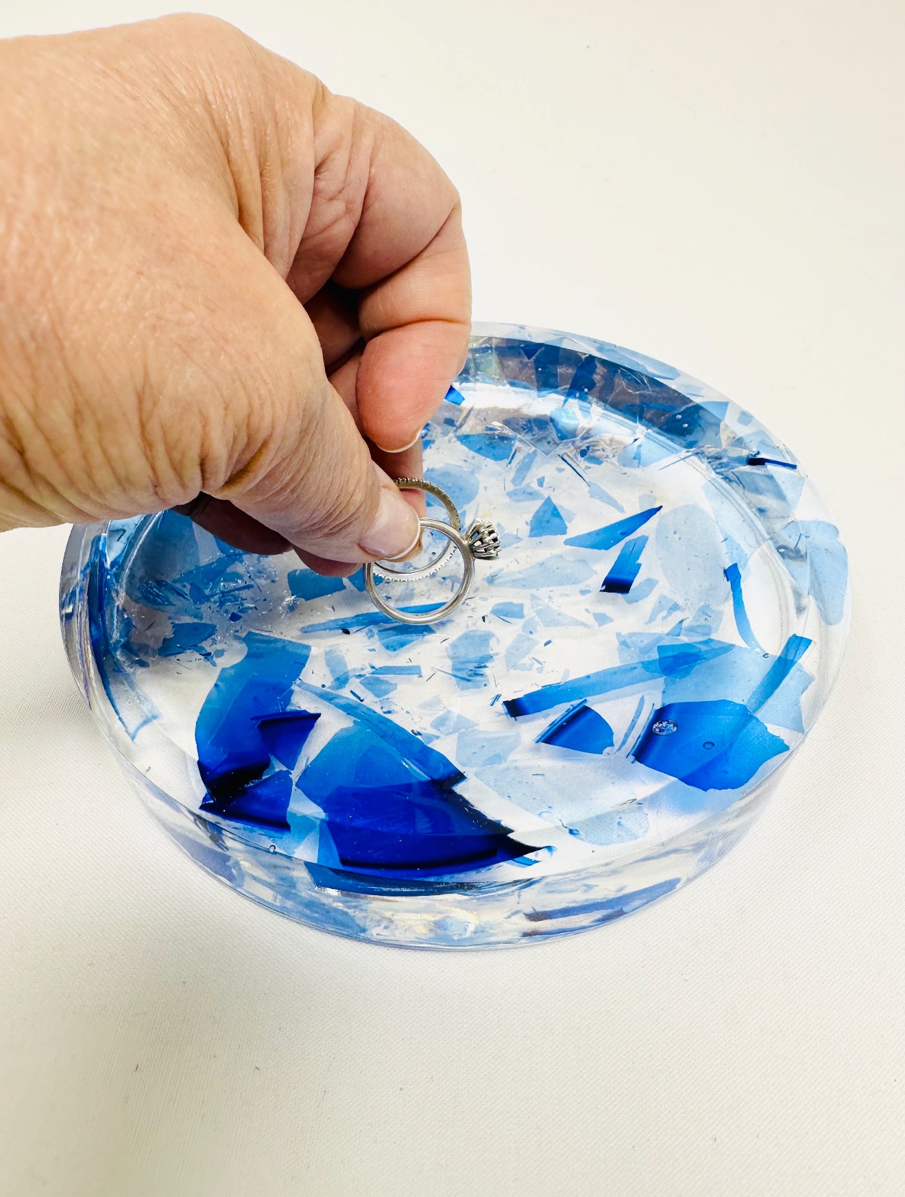 Chuppah Glass Ring Dish Kit — Includes Hand-Blown Wedding Glass and Personalized Resin Ring Dish