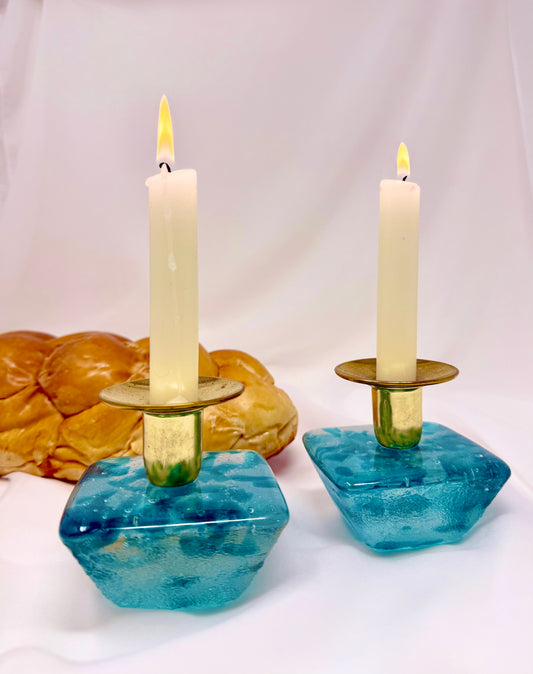 Shabbat Candlesticks - Made with your Jewish Wedding Glass shards