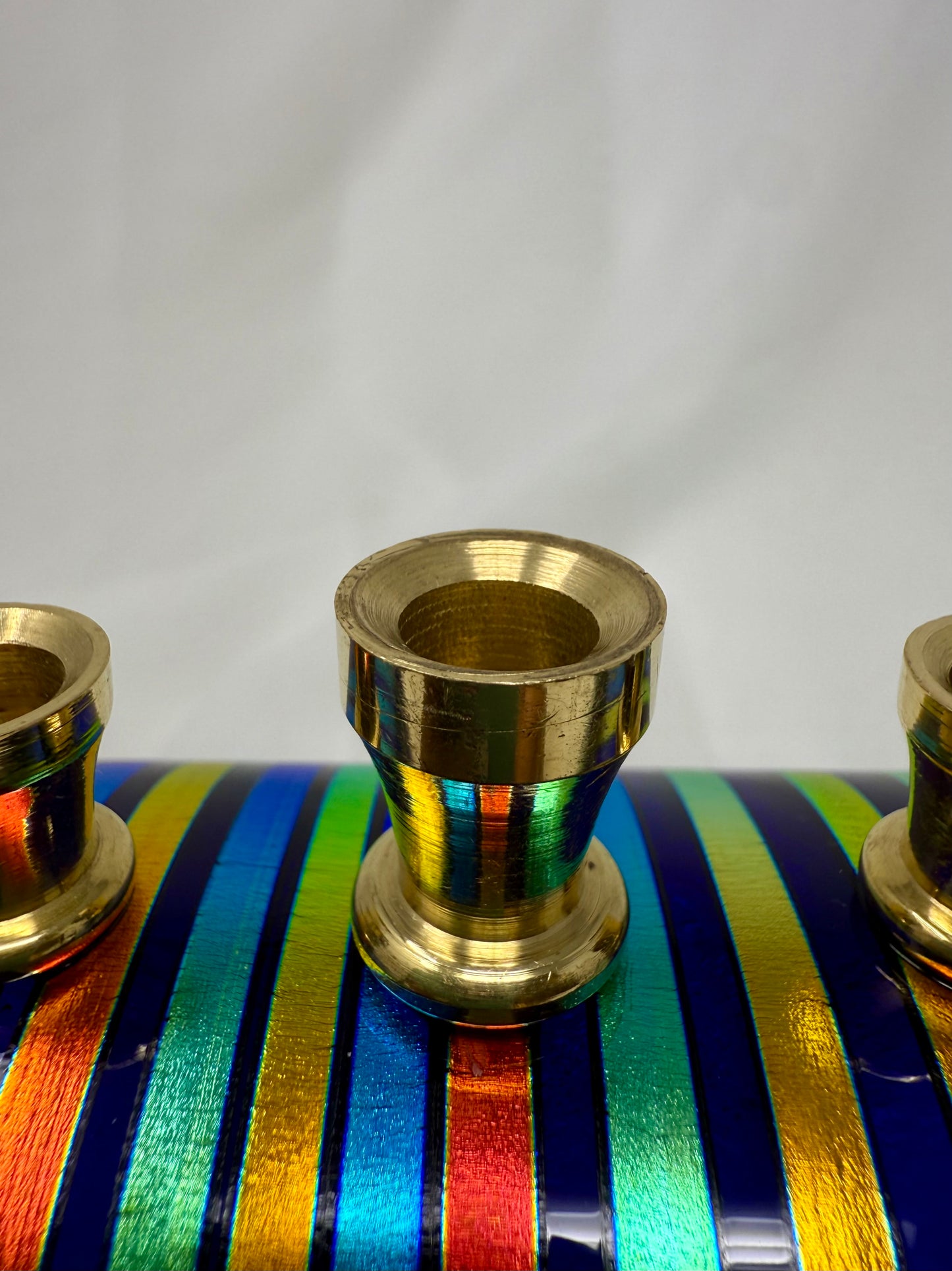 Custom Multicolored Menorah with Dichroic Glass – Unique, Handcrafted Design