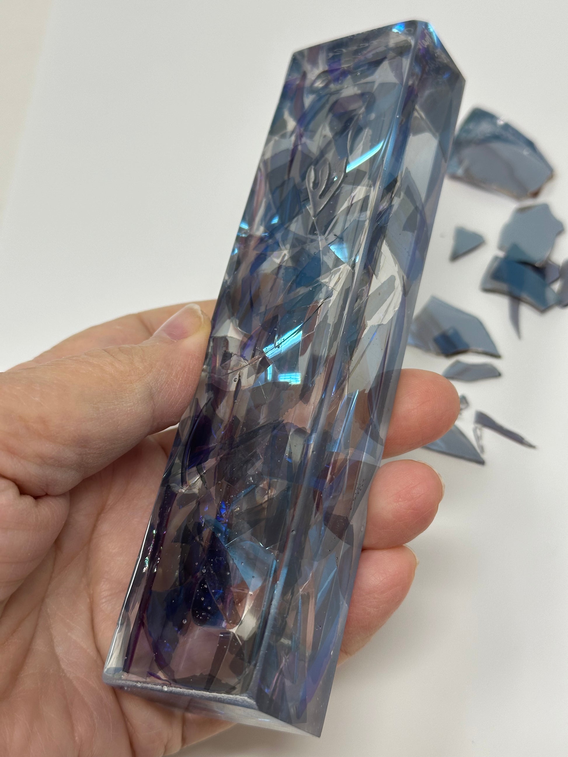 Resin Wedding Mezuzah - (Made with silver Chuppah Glass shards)