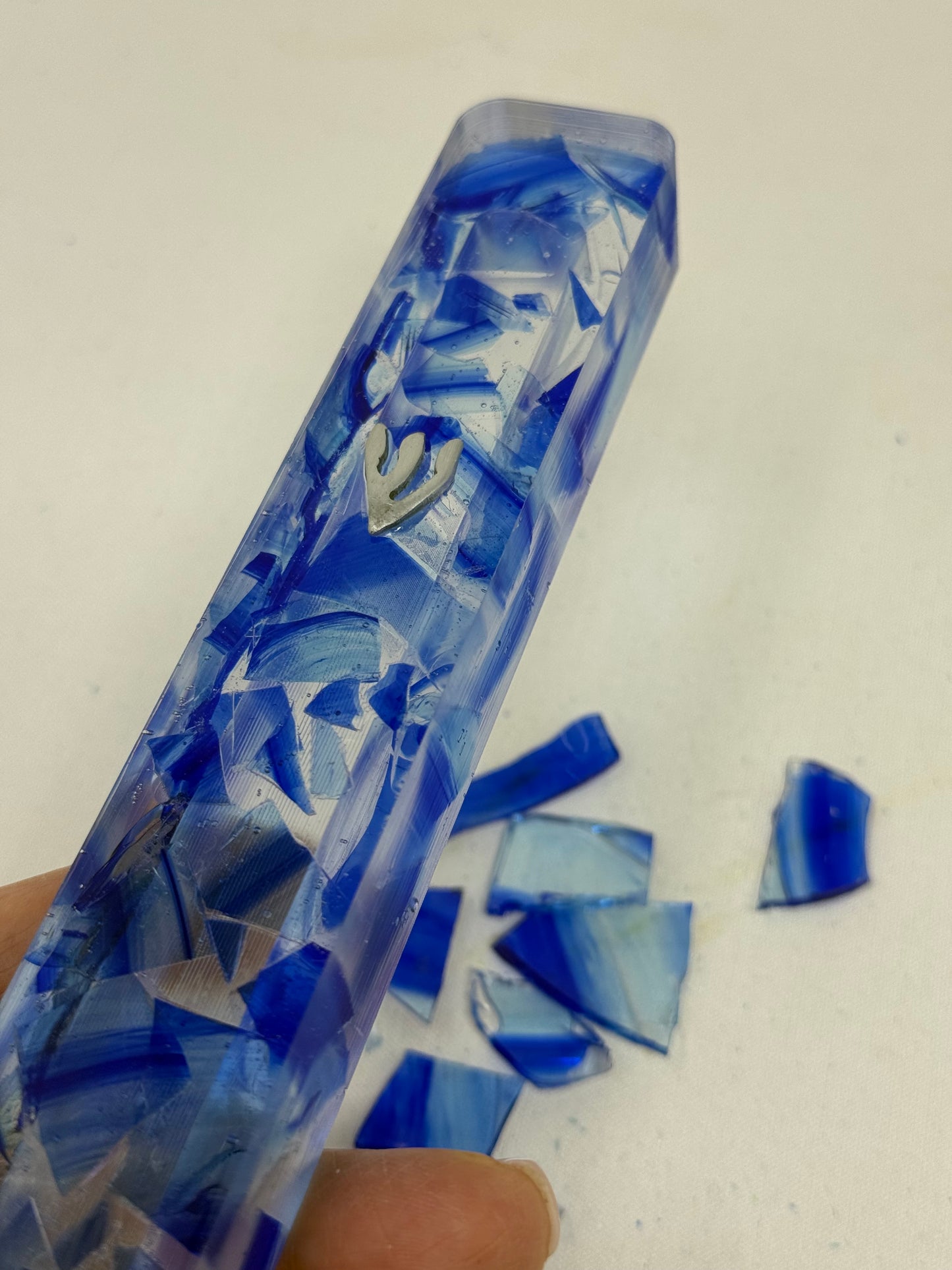 XXL Resin Wedding Glass Mezuzah (Made with Your Chuppah Glass shards)