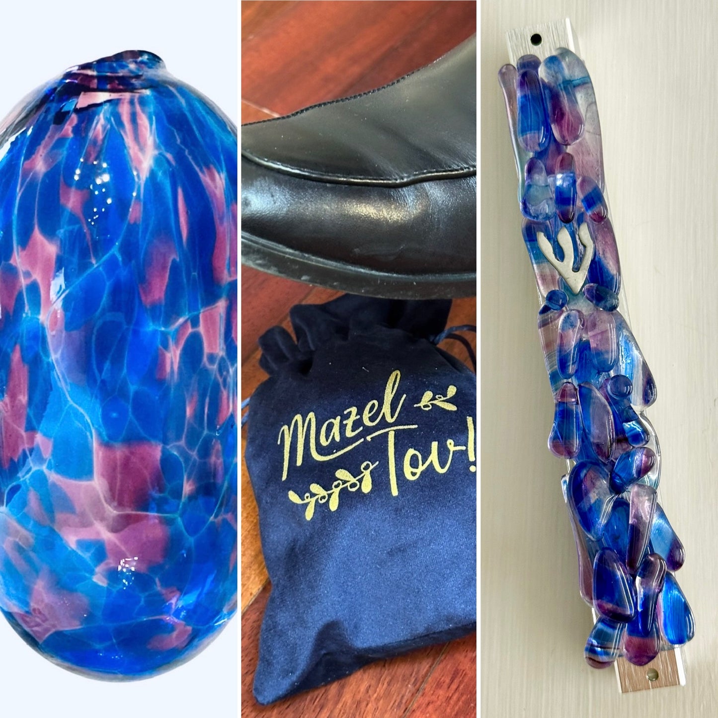 Wedding Glass Mezuzah Kit (Upright Design, Includes your choice of Chuppah Glass)