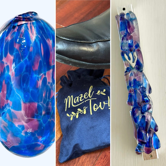 Wedding Glass Mezuzah Kit (Upright Design, Includes your choice of Chuppah Glass)