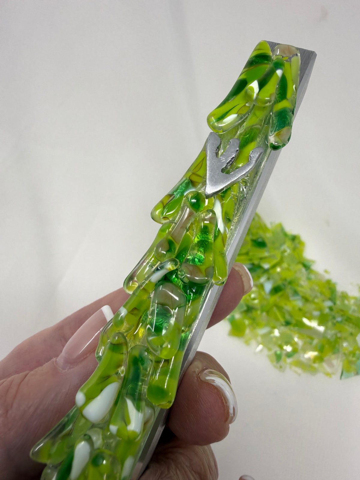 Personalized Upright Wedding Mezuzah Design
(Made with Your Chuppah Glass shards)