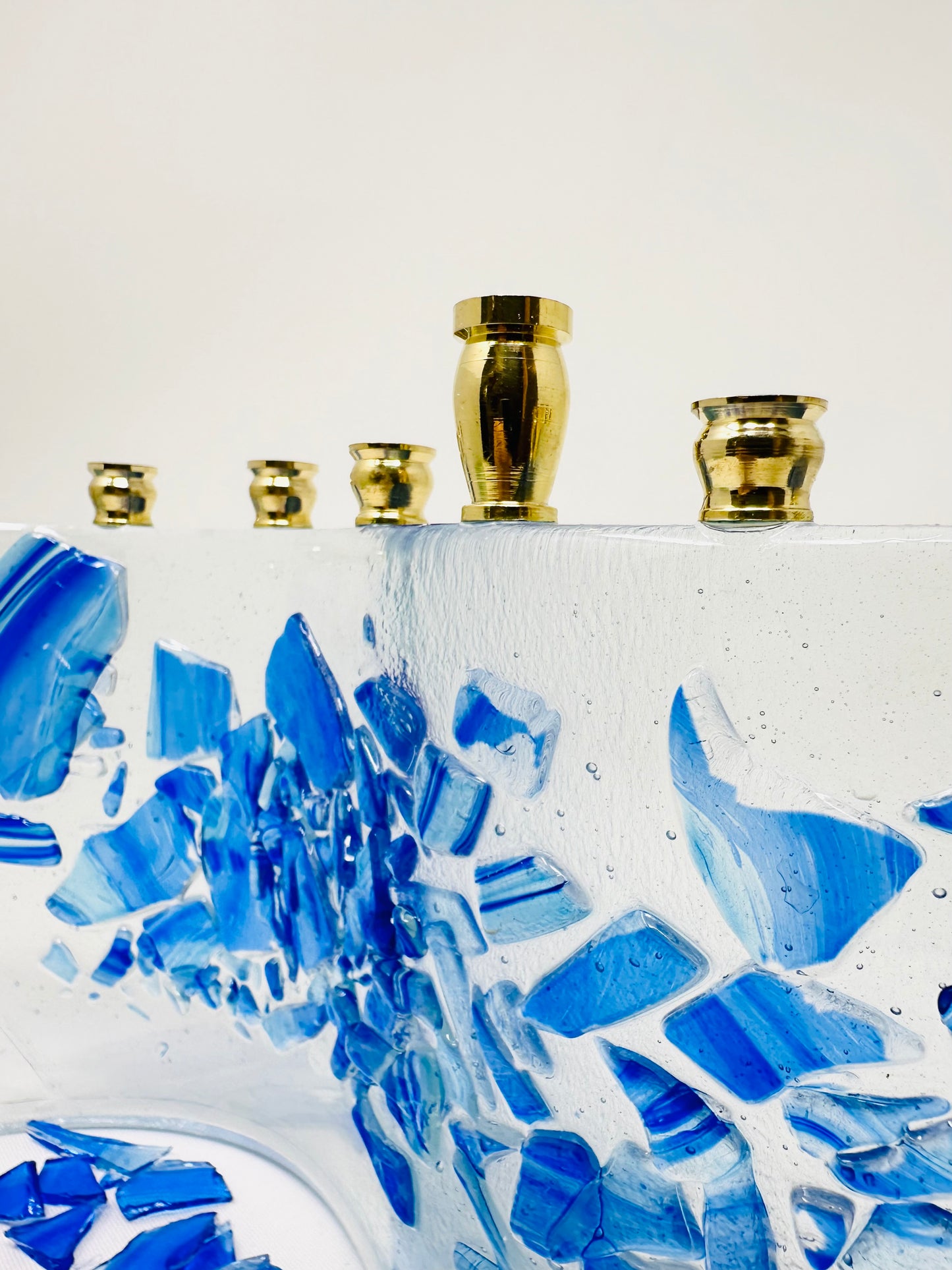 Personalized Wedding Menorah made with your Chuppah glass shards