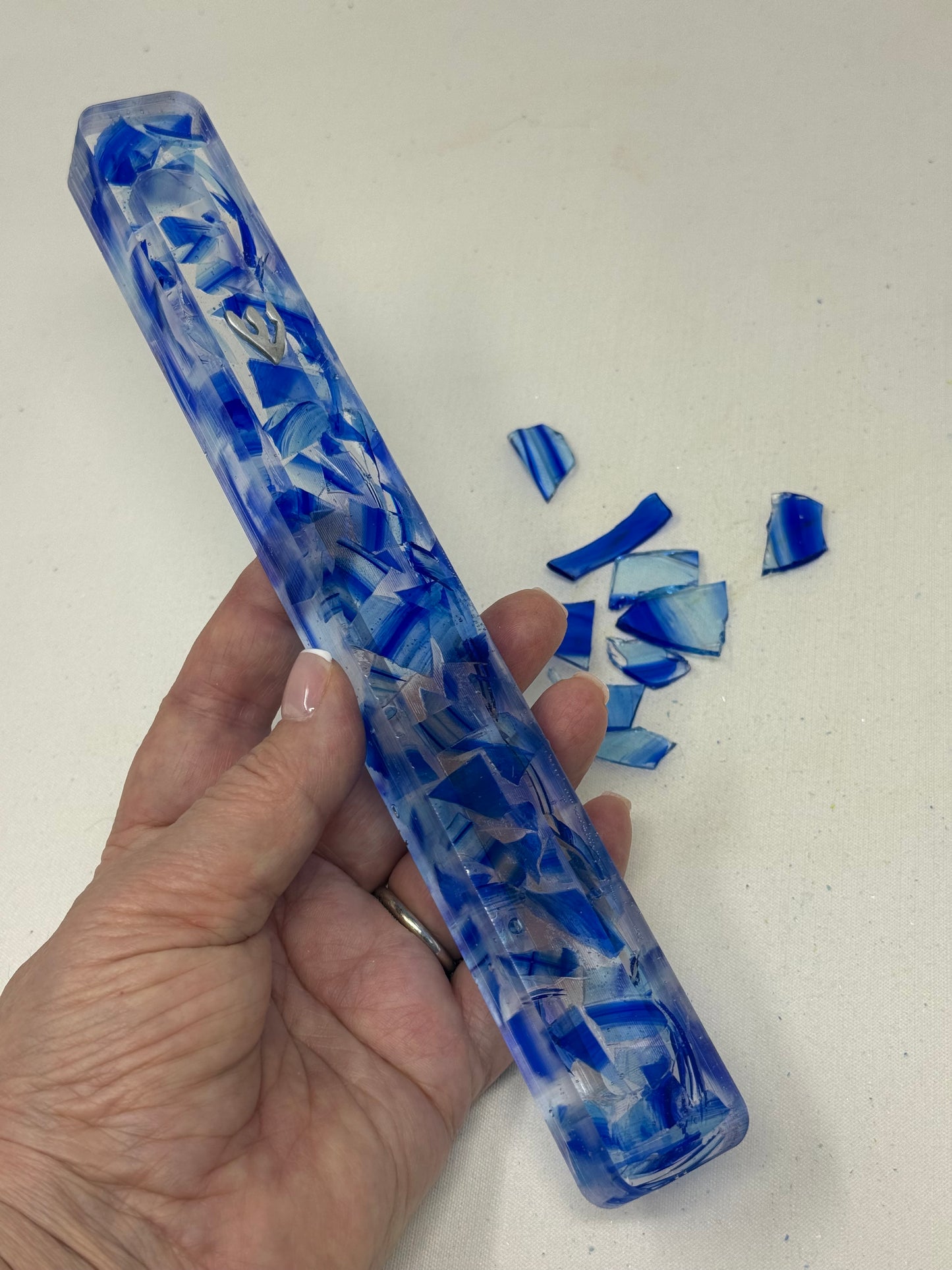 XXL Resin Wedding Glass Mezuzah (Made with Your Chuppah Glass shards)