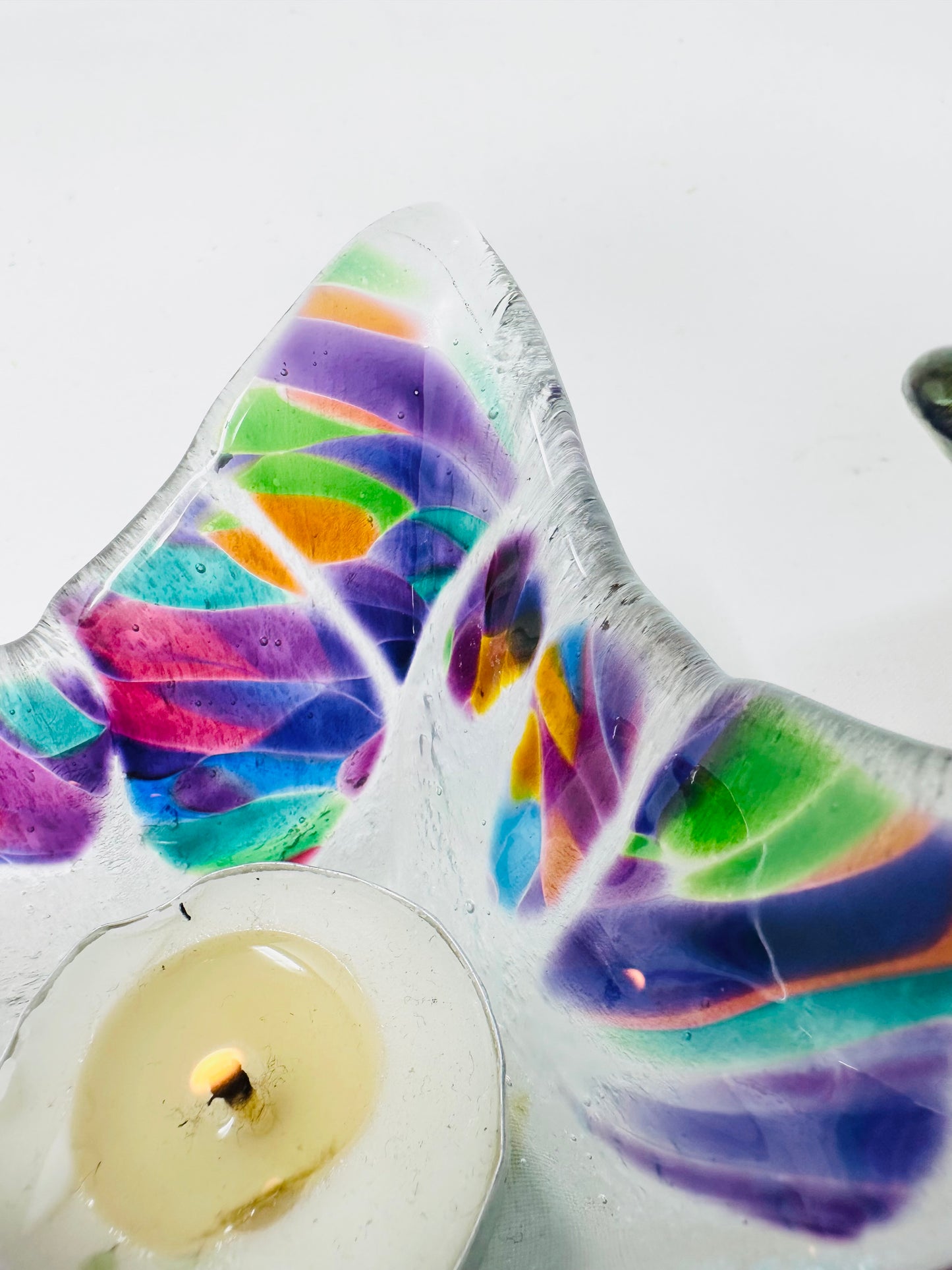 Personalized Fused Glass Candleholders Made with Chuppah Glass Shards - Tulip Design