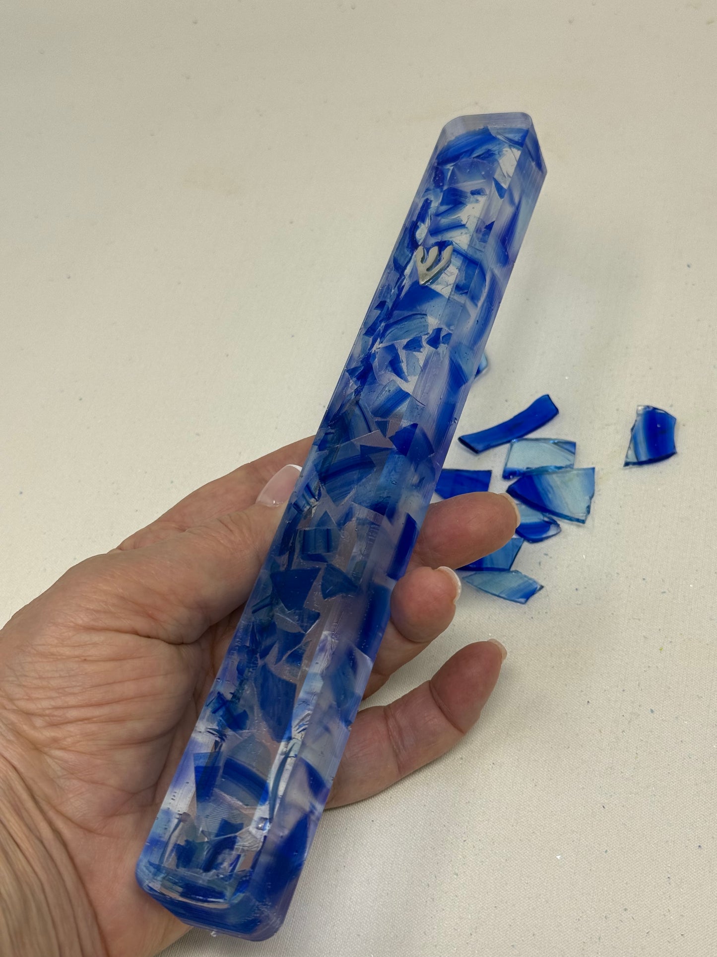 XXL Resin Wedding Glass Mezuzah (Made with Your Chuppah Glass shards)