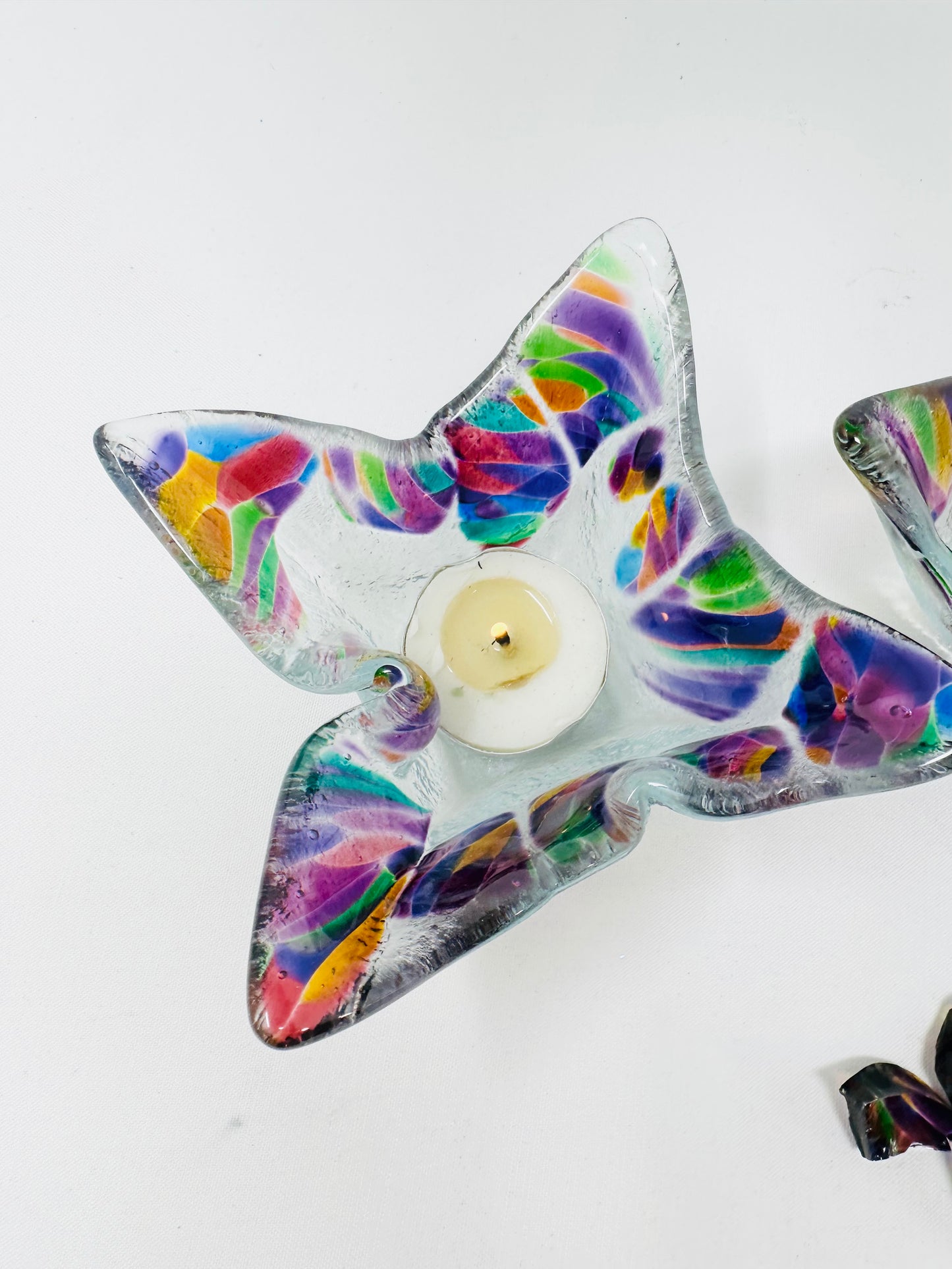 Personalized Fused Glass Candleholders Made with Chuppah Glass Shards - Tulip Design