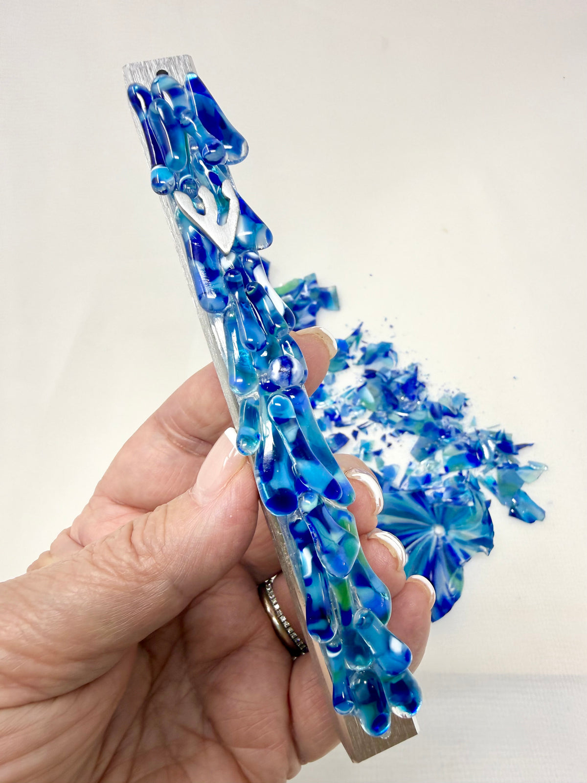 Personalized Upright Wedding Mezuzah Design
(Made with Your Chuppah Glass shards)