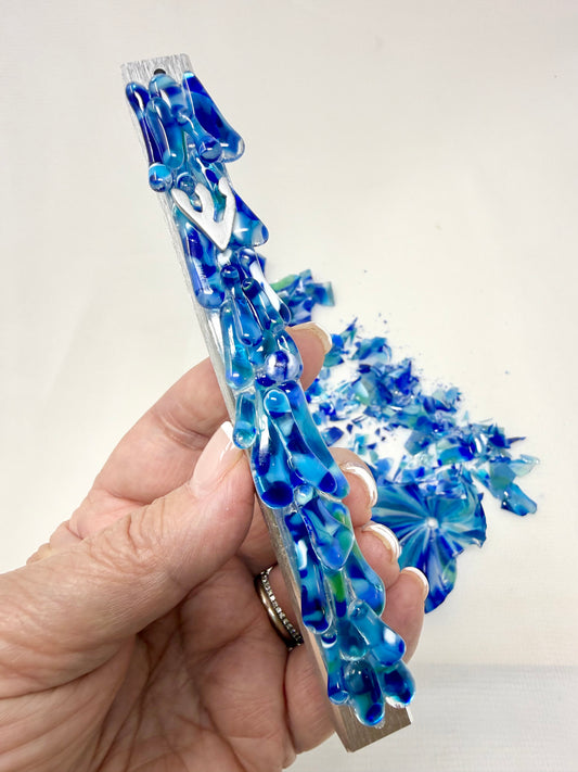 Personalized Upright Wedding Mezuzah Design
(Made with Your Chuppah Glass shards)