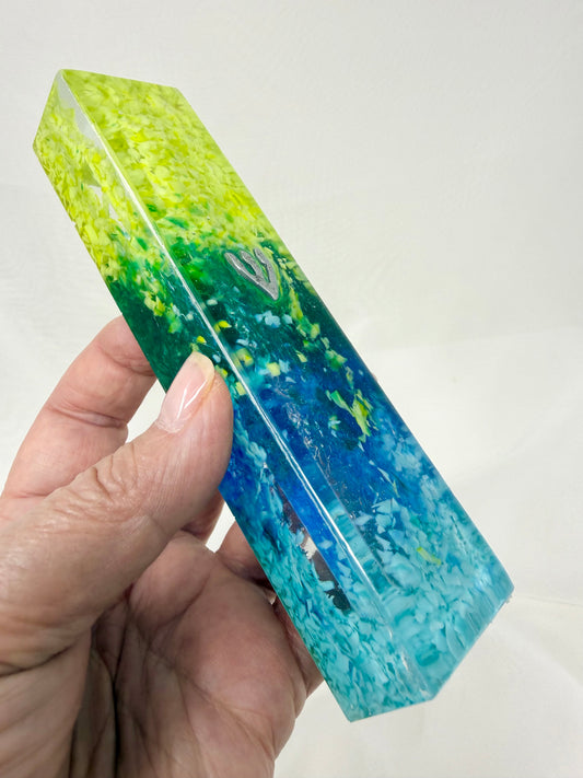 Coral Inspired Resin Mezuzah, One of a Kind Judaica, Glass Frits