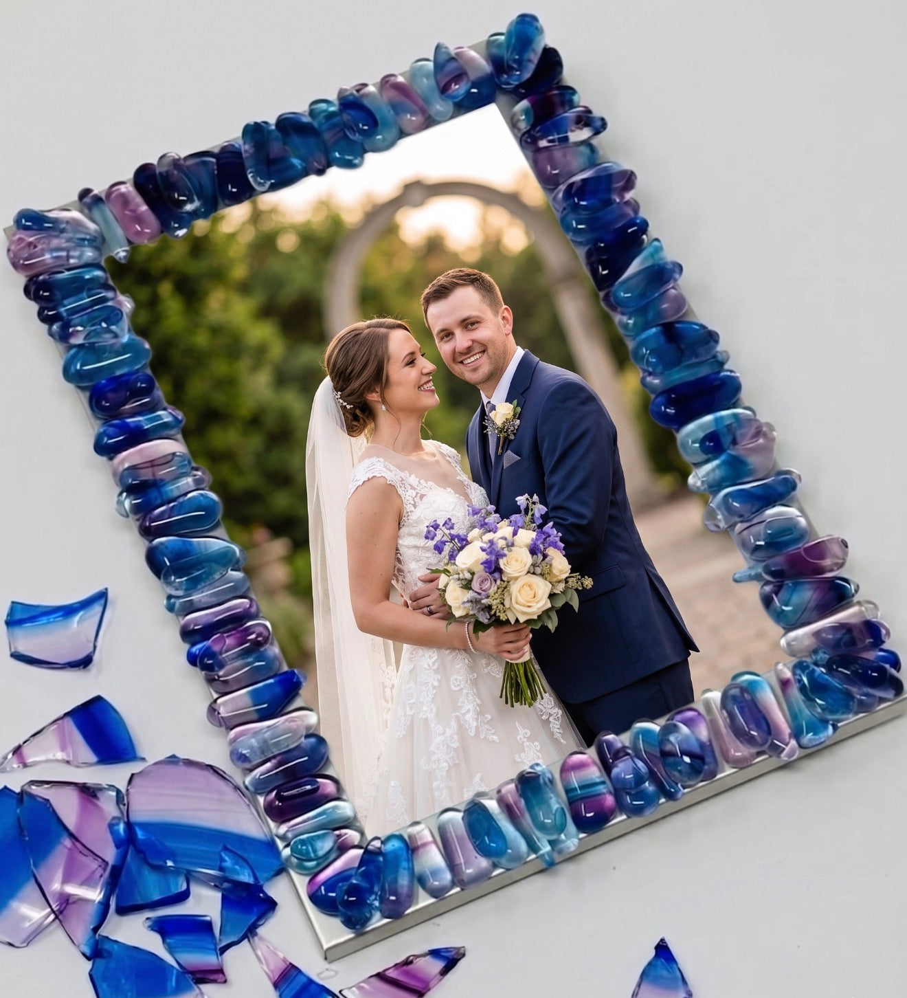 Personalized Picture Frame Made with Your Chuppah Glass Shards