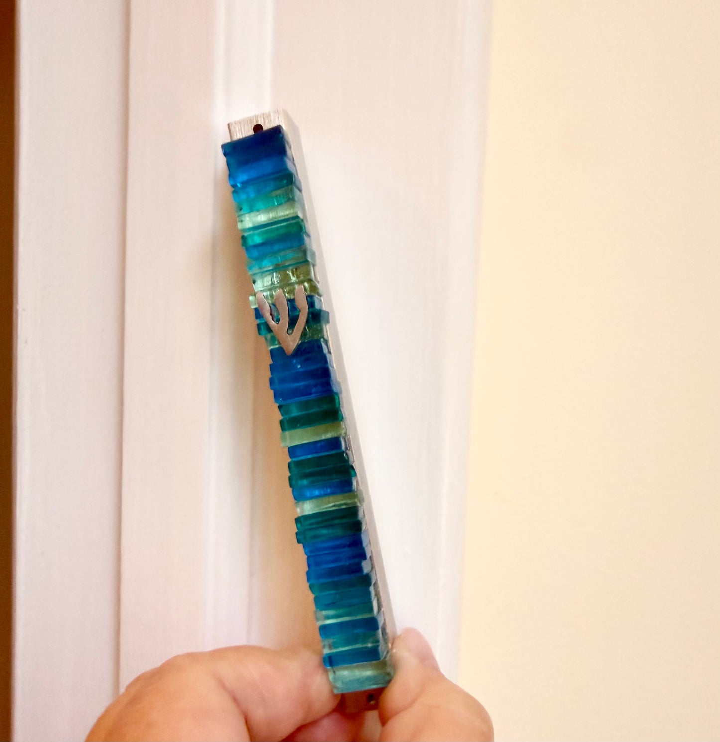 Ocean Glass Mezuzah — Handmade Modern Judaica, Home Blessing, Jewish Wedding Gift
