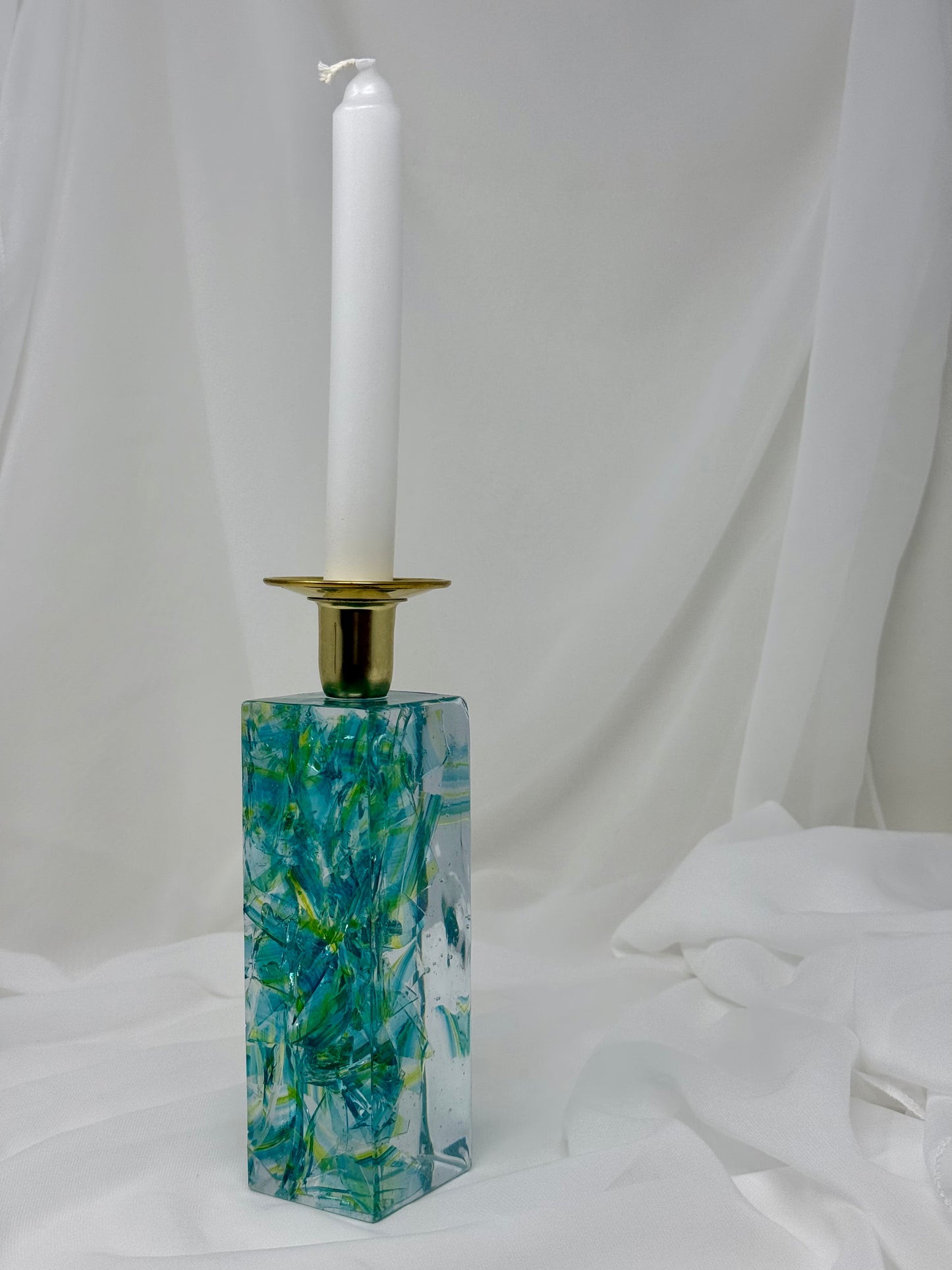 Tall Resin Shabbat Candlesticks — Kit — Includes Chuppah Glass for your Jewish Wedding