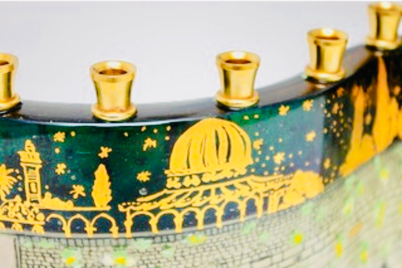 Jerusalem of Gold Menorah – Commissioned Masterpiece in 23K Gold