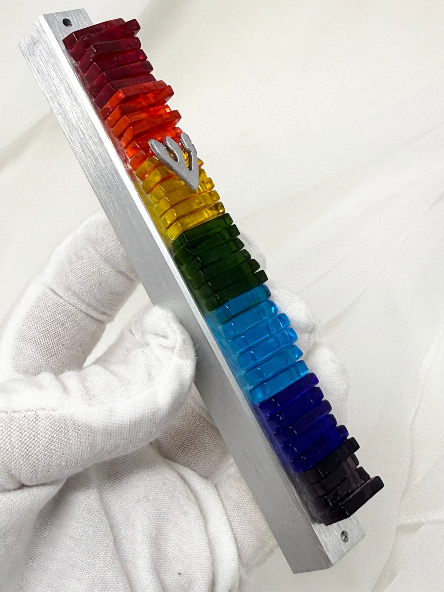 Rainbow Glass Mezuzah