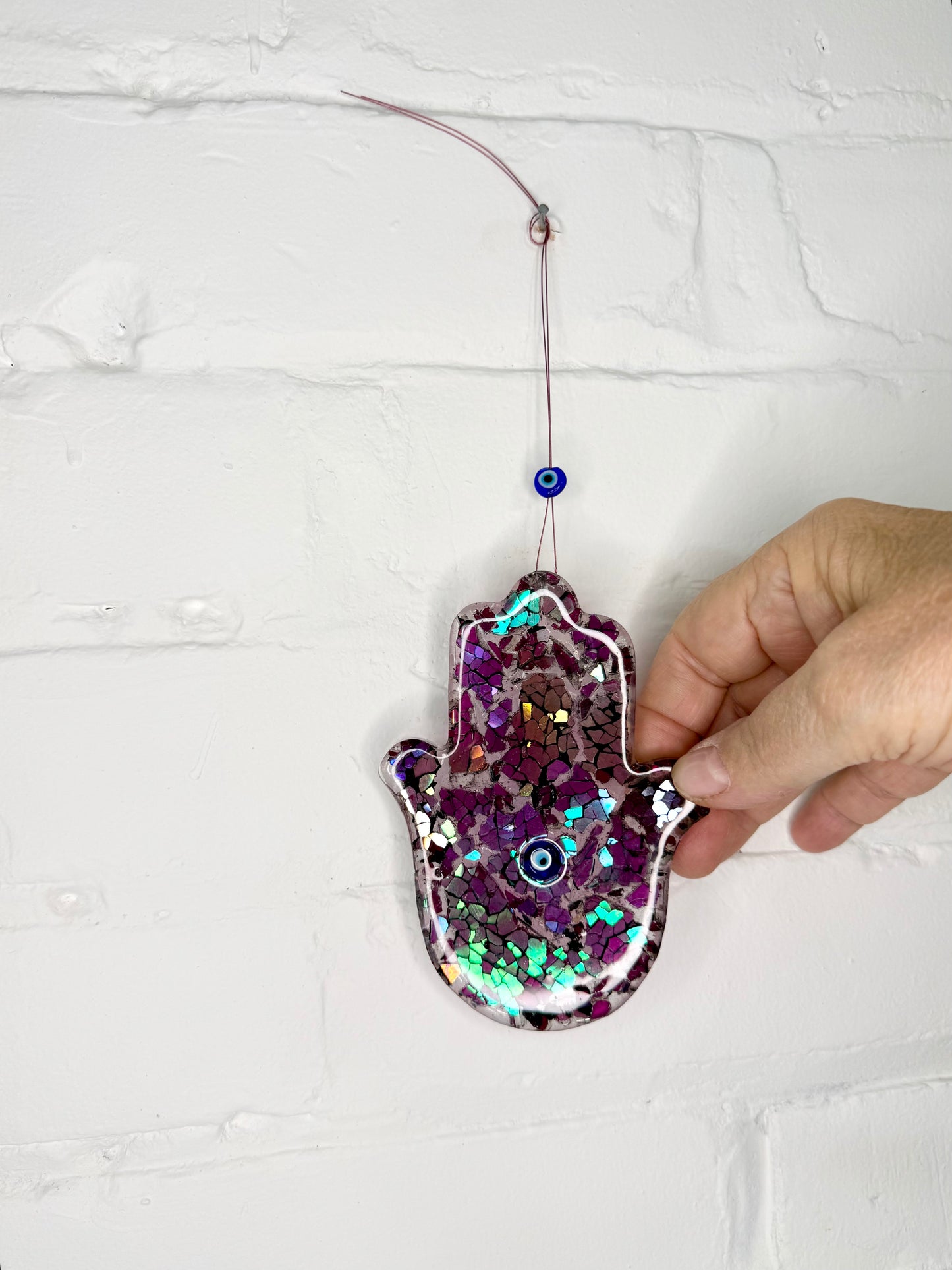 Hamsa Wall Art Made From Your Jewish Wedding Glass